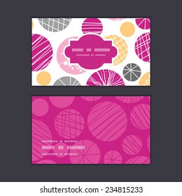 Vector abstract textured bubbles horizontal frame pattern business cards set