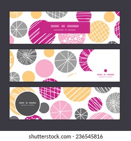 Vector abstract textured bubbles horizontal banners set pattern background