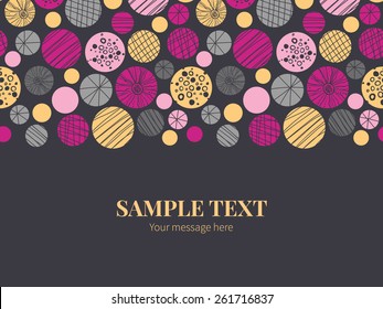 Vector abstract textured bubbles horizontal border greeting card invitation template