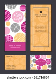 Vector abstract textured bubbles vertical frame pattern invitation greeting, RSVP and thank you cards set