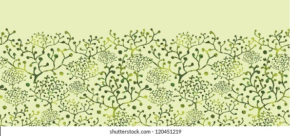 Vector abstract textured bushes horizontal seamless pattern background ornament texture With hand drawn doodle seaweed.