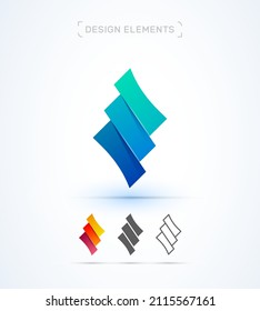 Vector abstract three elements logo design collection. Fresh, clean sign for company logo. Origami 3d style