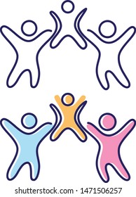 Vector abstract three people icon symbol with children. People in abstract and flat style for element design. Vector illustration EPS.8 EPS.10