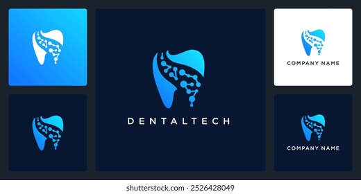 Diente abstracto del Vector del logotipo de la tecnología dental y de la Plantilla del diseño del icono, se puede utilizar en diversos medios fácilmente, editable