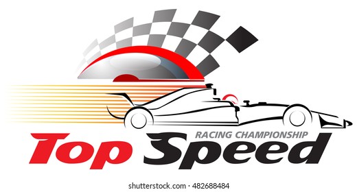 Vector abstract, Top speed racing car with a speedometer and checkered flag