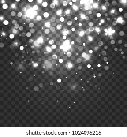 Vector abstract transparent background with soft boken lights. Falling snow effect.