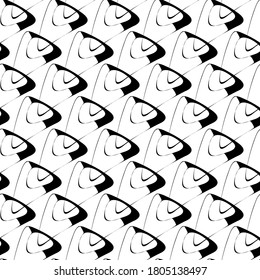Vector abstract transparent geometric ornament monochrome seamless pattern background tile 