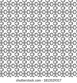 Vector abstract transparent geometric ornament monochrome seamless pattern background tile with floral elements 