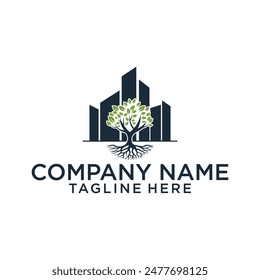 vector abstract tree and building logo