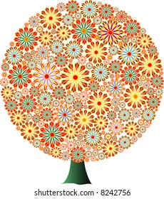 vector abstract tree with flowers