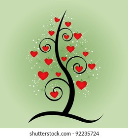 Vector abstract tree with heart