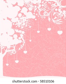 Vector abstract tree with hearts. Nature decoration.