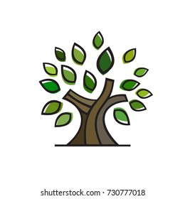 vector of abstract tree icon, green eco tree vector, bio logo, garden sign, forest symbol