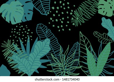 Vector abstract trendy background from tropical leaves