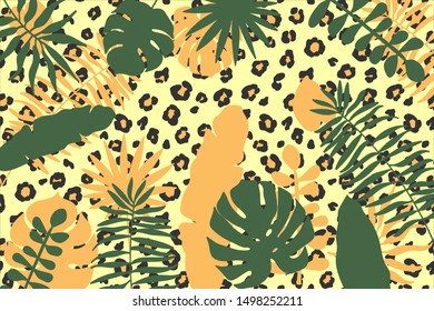 Vector abstract trendy background from tropical leaves