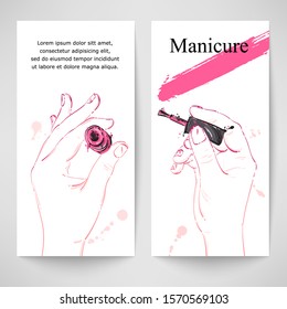 Vector abstract trendy banner. Manicure. Fashion illustration