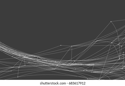Vector abstract triangle background. Modern technology illustration with mesh. Digital geometric abstraction with lines and points. 