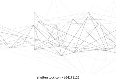 Vector abstract triangle background. Modern technology illustration with mesh. Digital geometric abstraction with lines and points. 
