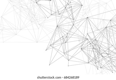 Vector abstract triangle background. Modern technology illustration with mesh. Digital geometric abstraction with lines and points. 