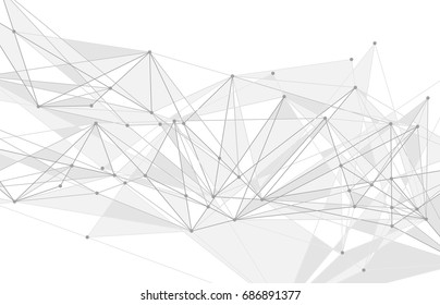 Vector abstract triangle background. Modern technology illustration with mesh. Digital geometric abstraction with lines and points.