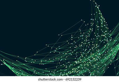 Vector abstract triangle background. Modern technology illustration with mesh. Digital geometric abstraction with lines and points.