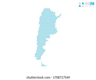 Mapa del triángulo abstracto vectorial azul de Argentina. Organizado en capas para una edición sencilla.