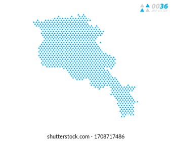 Mapa del triángulo abstracto vectorial azul de Armenia. Organizado en capas para una edición sencilla.