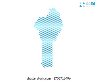 Triángulo abstracto vectorial azul del mapa de Benín. Organizado en capas para una edición sencilla.