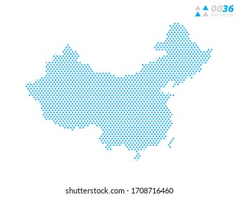 Mapa azul del triángulo abstracto vectorial de China. Organizado en capas para una edición sencilla.