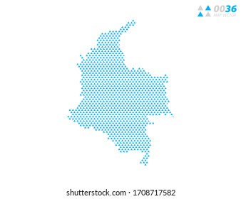 Vector abstract triangle blue of Colombia map. Organized in layers for easy editing.