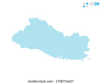 Triángulo abstracto vectorial azul del mapa de El Salvador. Organizado en capas para una edición sencilla.