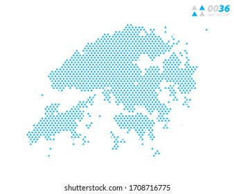 Triángulo abstracto vectorial azul del mapa de Hong Kong. Organizado en capas para una edición sencilla.