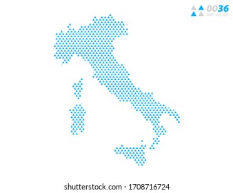 Mapa del triángulo abstracto vectorial azul de Italia. Organizado en capas para una edición sencilla.