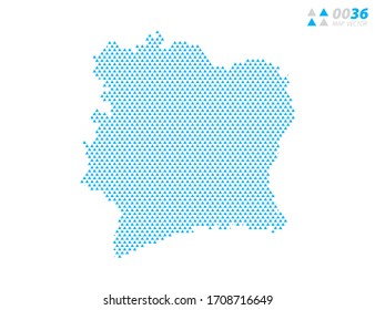 Vector abstract triangle blue of Ivory Coast map. Organized in layers for easy editing.