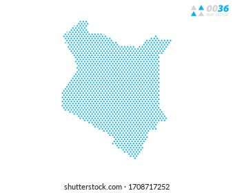 Mapa del triángulo abstracto vectorial azul de Kenia. Organizado en capas para una edición sencilla.