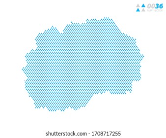 Mapa del triángulo abstracto vectorial azul de Macedonia. Organizado en capas para una edición sencilla.