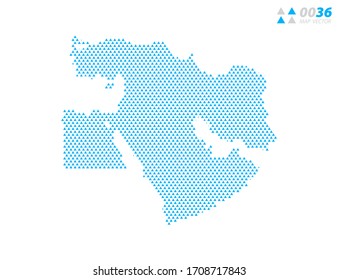 Mapa del triángulo abstracto vectorial azul de Oriente Medio. Organizado en capas para una edición sencilla.