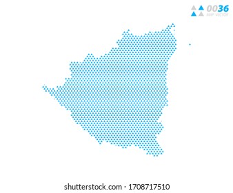Mapa del triángulo abstracto vectorial azul de Nicaragua. Organizado en capas para una edición sencilla.