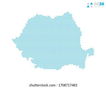 Vector abstract triangle blue of Romania map. Organized in layers for easy editing.