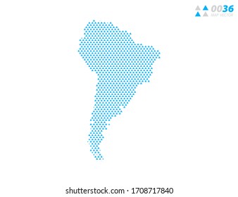 Mapa del triángulo abstracto vectorial azul de Sudamérica. Organizado en capas para una edición sencilla.