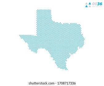 Mapa del triángulo abstracto vectorial azul de Texas. Organizado en capas para una edición sencilla.