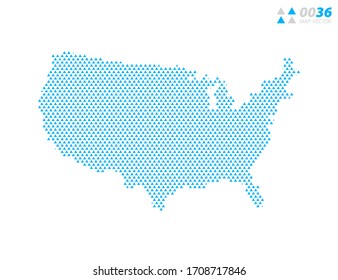 Vector abstract triangle blue of United States of America (USA) map. Organized in layers for easy editing.