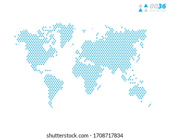 Triángulo abstracto vectorial azul del mapa mundial. Organizado en capas para una edición sencilla.