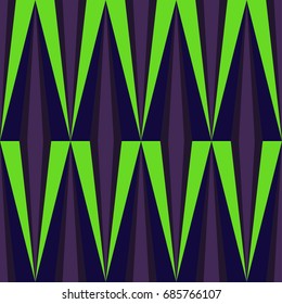 Vector Abstract Triangle Geometric Seamless Purple and Green Graphic Illusion Pattern Design