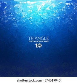 Vector Abstract Triangle Underwater Background, Abstract Texture, Blue Water, Abstract Deep Ocean Sea Background Diving