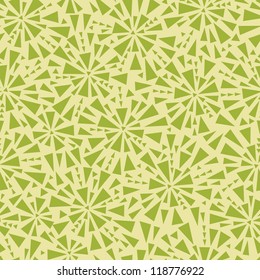 Vector abstract triangles mosaics on green seamless pattern background.