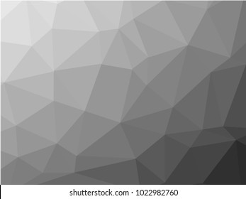 Vector abstract triangulated pale colorless background. Horizontal dynamic grey pattern. Geometric texture. Modern. Triangles. White, grey, black colors. Dark low poly fond. EPS10. Diagonal gradation