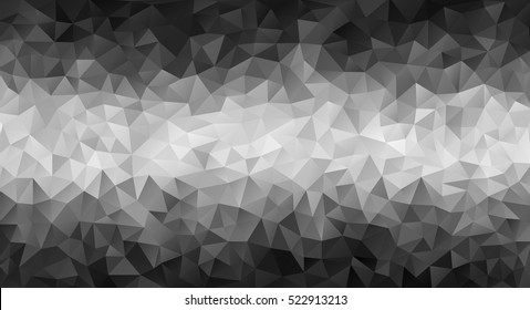 Vector abstract triangulated pale colorless background. Horizontal dynamic grey pattern. Geometric texture. Modern. Triangles. White line. Low poly fond. EPS 8.  Dark black edges.