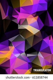 Vector abstract triangulated polygon with pink  colour background