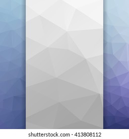 Vector abstract triangulated white line on blue background. Dynamic pattern. Geometric texture. Modern. Triangles. Bright. Blur. Vertical grey line. 